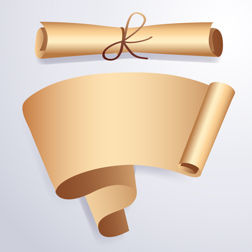 Curled paper banners vector material 07