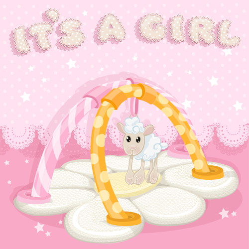 Cute sheep baby card vector 02