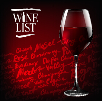 Dark red wine menu background vector 03