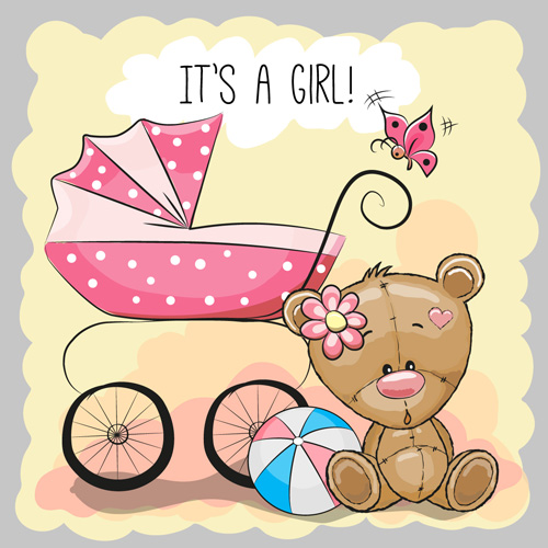 Design cute baby cards vectors set 04