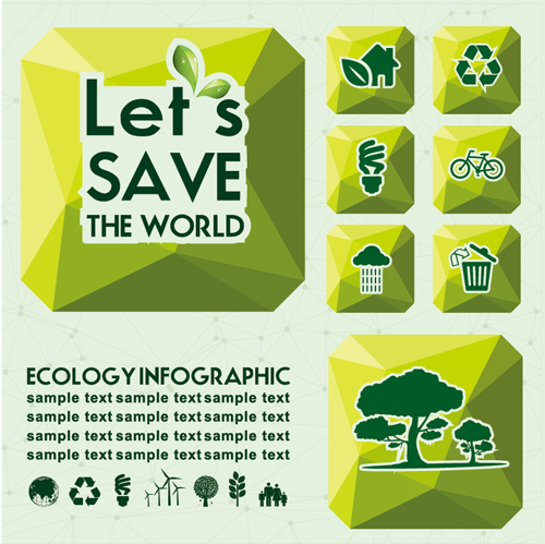 Ecology with world infographic vector material 09