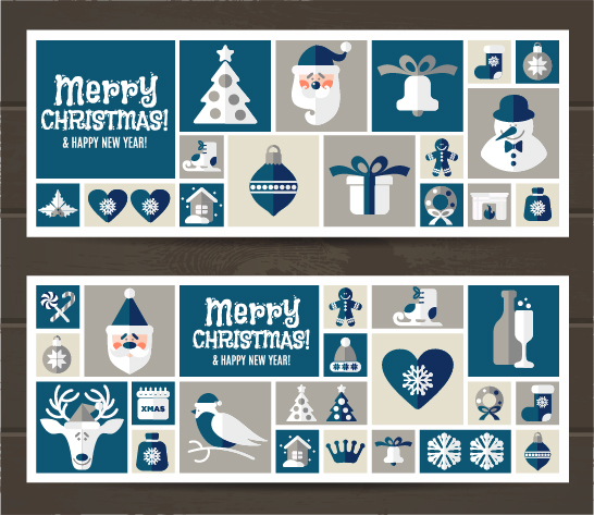 Elements of christmas baubles banners vector 01