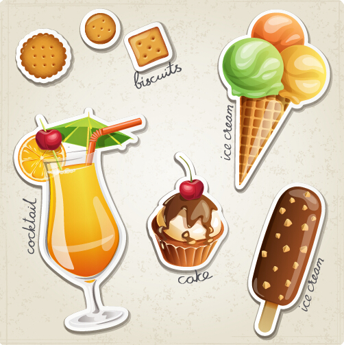 sh fruit and ice cream vector set 04 Fresh fruit and ice cream vector set 04