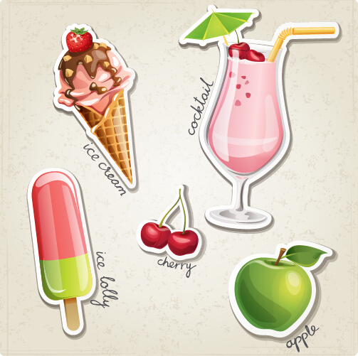 sh fruit and ice cream vector set 05 Fresh fruit and ice cream vector set 05
