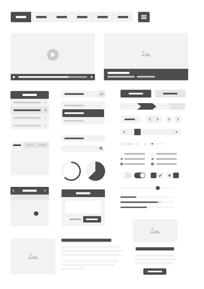 Gray website template material kit vector