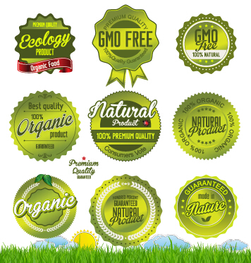 natural labels green badges 
