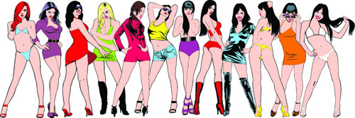 Different Bikini girl vector 03