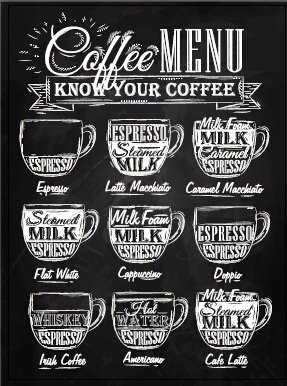 Hand drawn chalkboard drinks menu vector 01