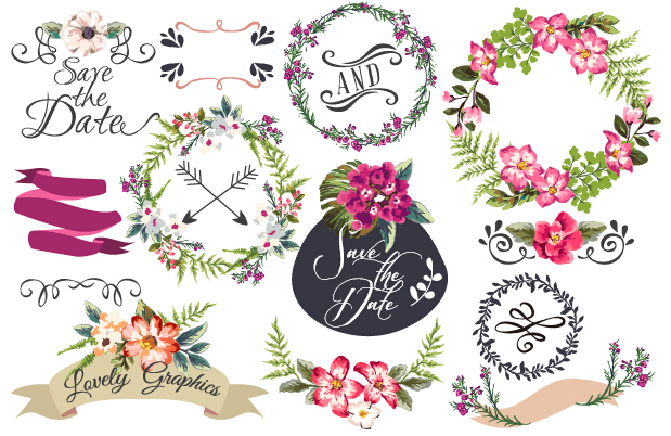Hand drawn flower frame with ornament elements vector 02