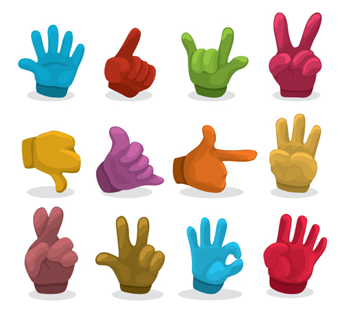 Different hand gesture vector set 01