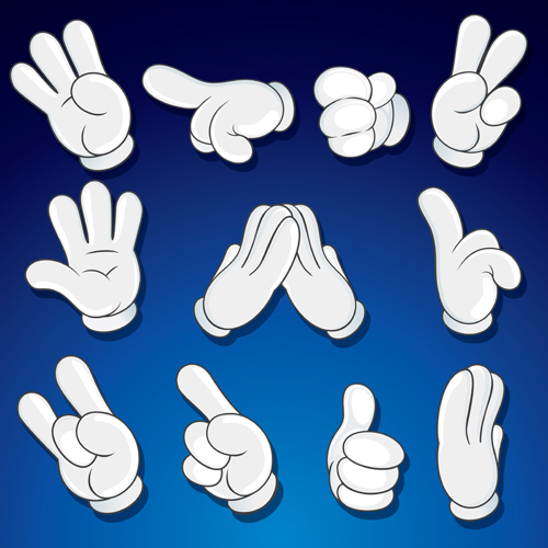 Different hand gesture vector set 02