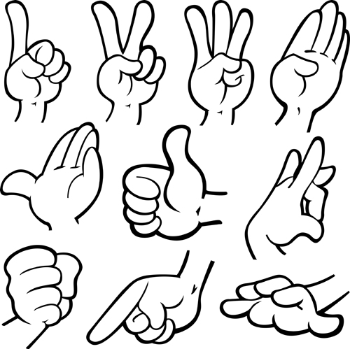 Different hand gesture vector set 03