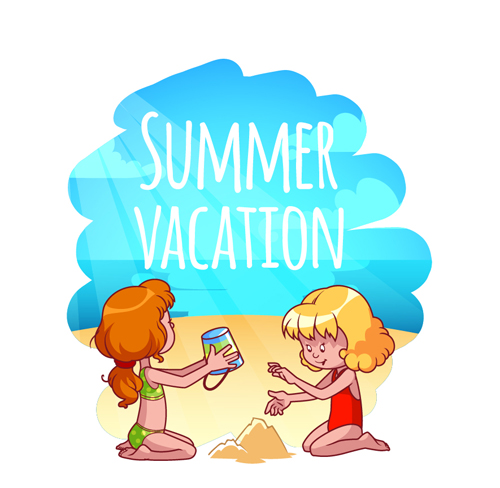 Lovely kids children cartoon graphics vector set 14