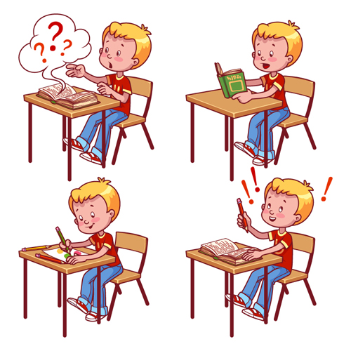 Lovely kids children cartoon graphics vector set 17