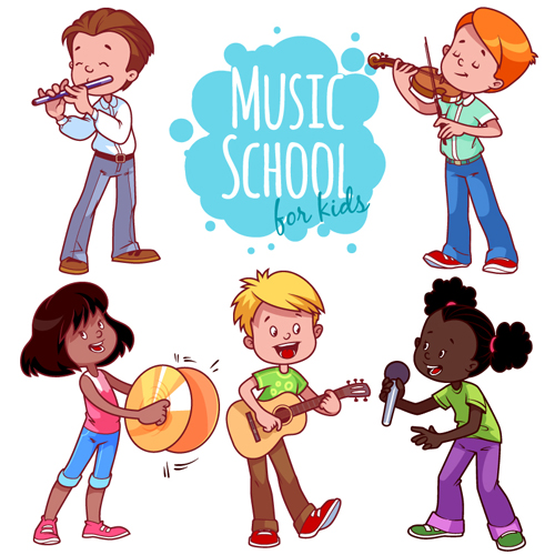 Lovely kids children cartoon graphics vector set 20
