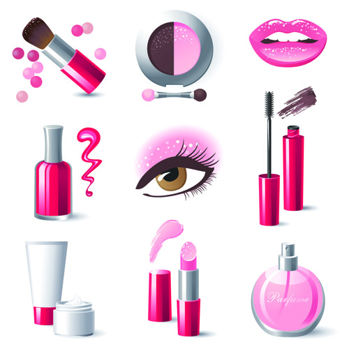 Cosmetics and Make Up elements vector 01