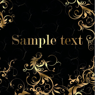 Metallic floral golden ornament vector 03