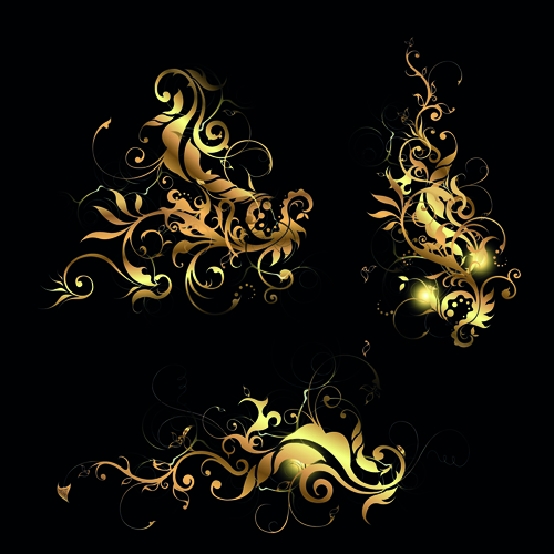 ornament metallic golden floral 