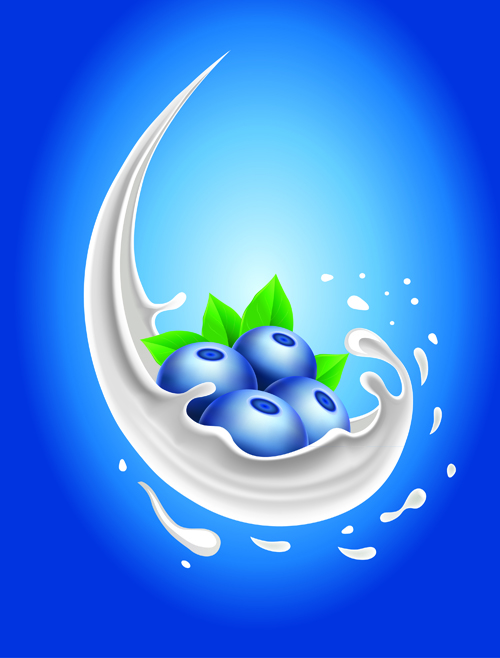 Milk with fruit vector background 02