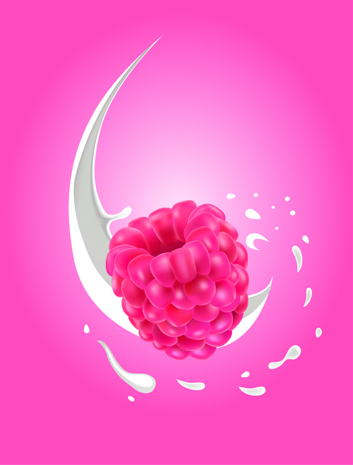 Milk with fruit vector background 03