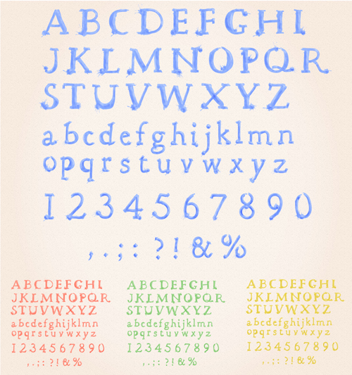 watercolor numeric color vector alphabet 