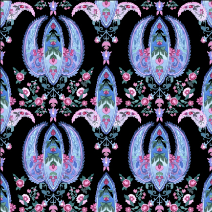 Paisley with flower vector seamless patterns 05