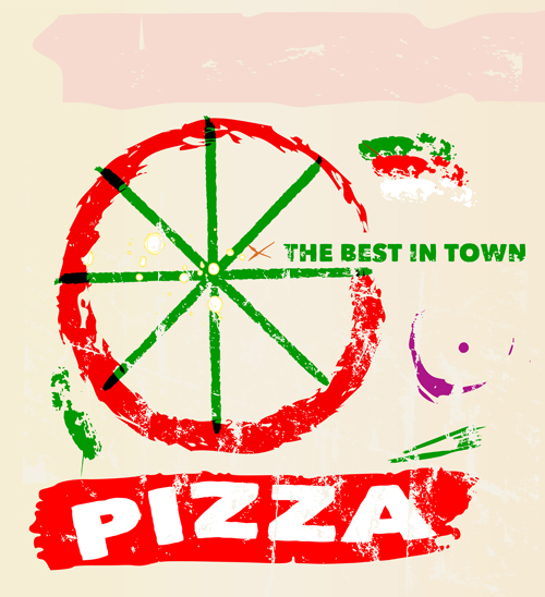 Vintage Pizza design vector 02