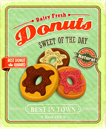 Retro Food Poster vector set 01