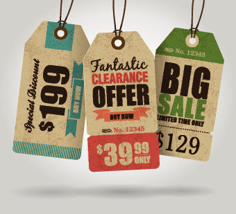 Vector Vintage Price tag set 05