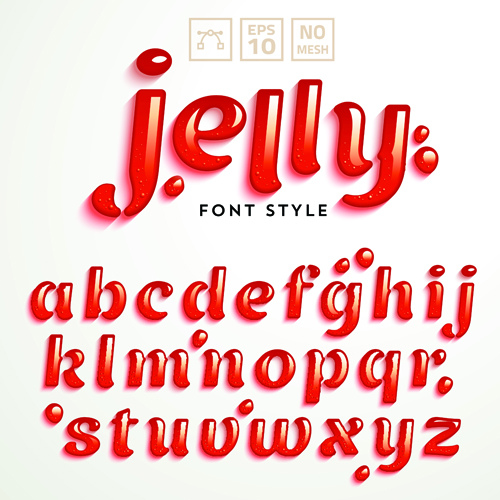 Red jelly alphabets vectors material