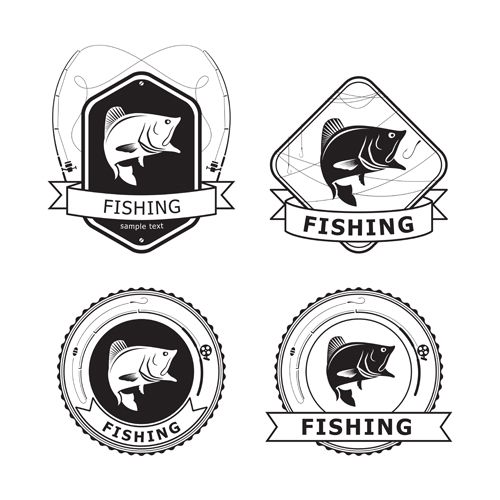 Retro font material labels fishing 