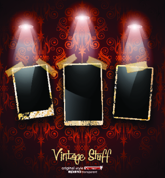 Retro photoframes with Spotlights vector 01