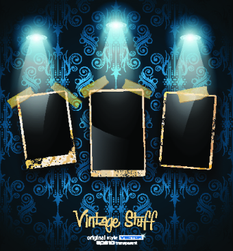 Retro photoframes with Spotlights vector 02