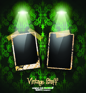 Retro photoframes with Spotlights vector 03