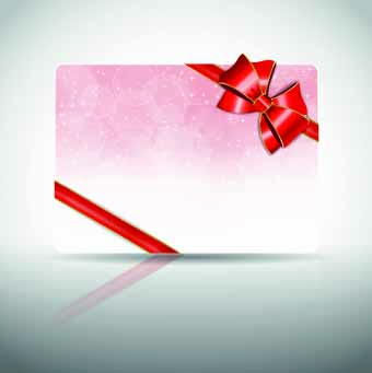 Ribbon Christmas card vector 02