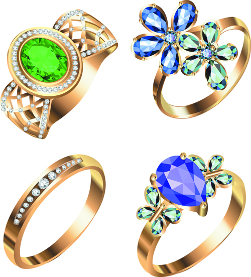 Realistic rings creative design vector set 04