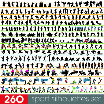 Different Sport Silhouettes vector 01