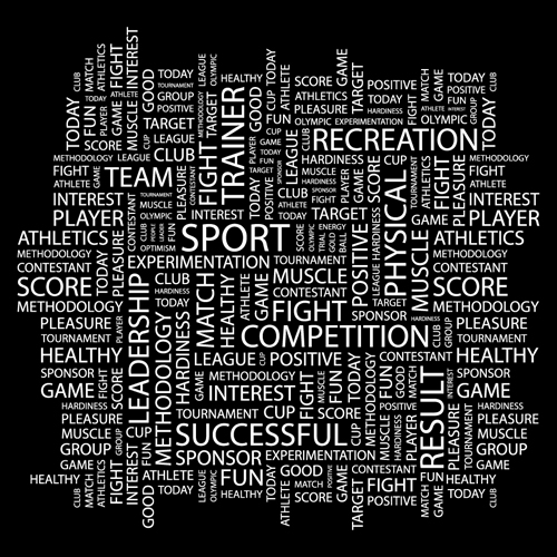 Sport elements text mix vector