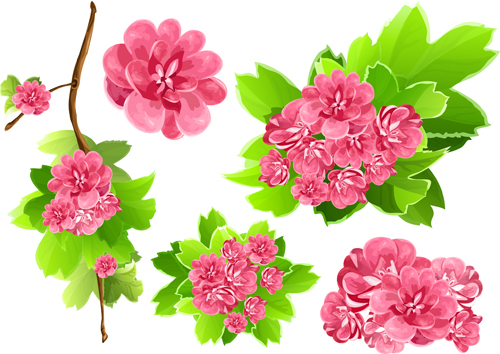 Vivid Open flowers vector 03