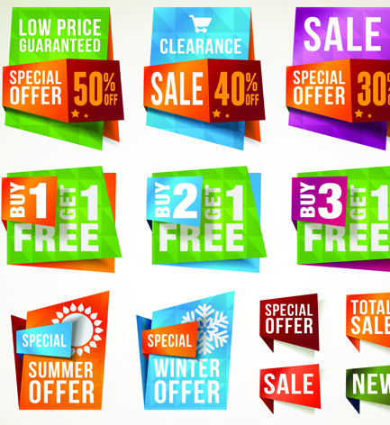 Business elements Stickers and labels vector 05