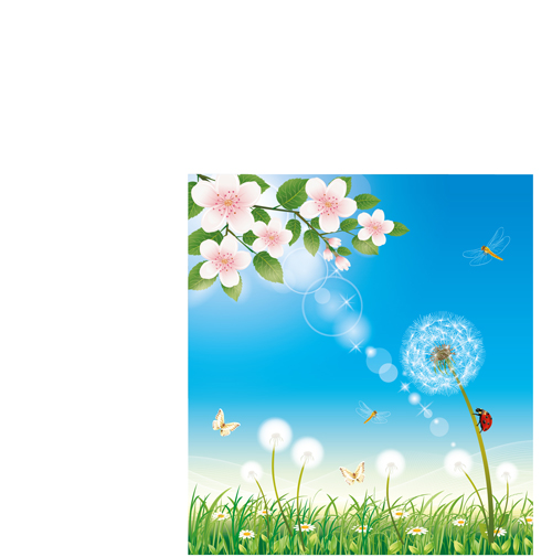 Shiny Summer flowers vector 03