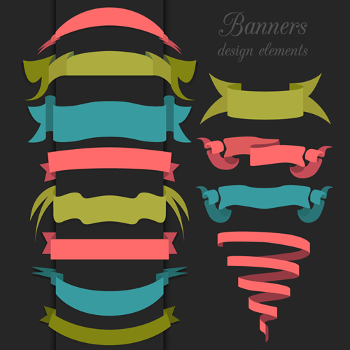 Vector set of ribbon vintage banners 01