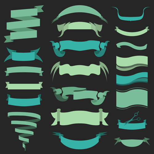 Vector set of ribbon vintage banners 04