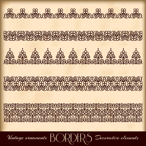 Vintage borders decoration elements vector 04