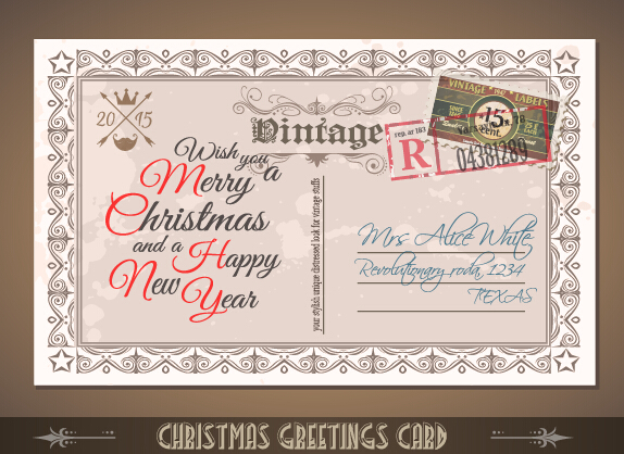 vintage postcard merry christmas christmas card vector card 