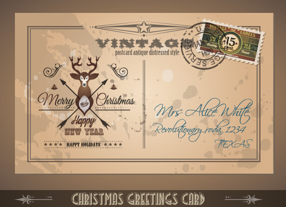 vintage postcard merry christmas merry card vector card 