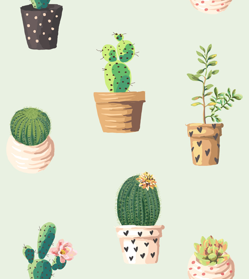 Vintage plant seamless pattern vectors 02