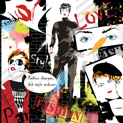 Woman with fashion elements template vector 04