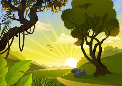 Cartoon landscape background vector graphics Cartoon landscape background vector graphics