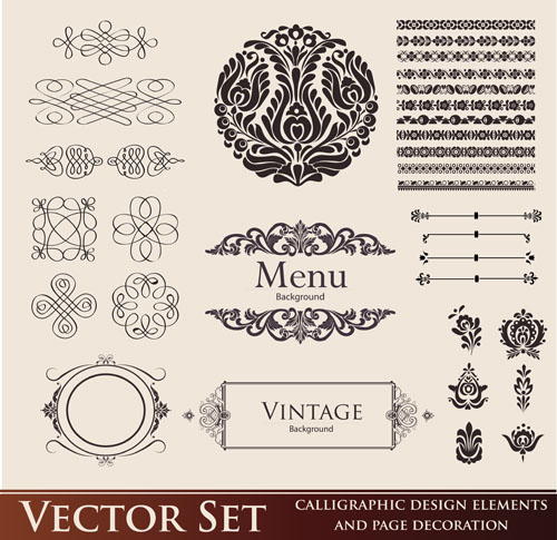Vintage Calligraphic and decoration Borders vector 01